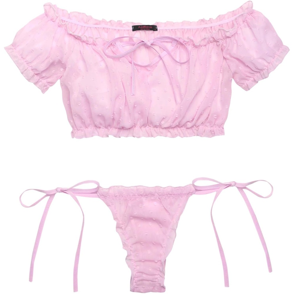 image:imageAvidlove Womens Daisy Lingerie Bra Panty Set 2 Pieces Lingerie Set Sexy Babydoll LingeriePink