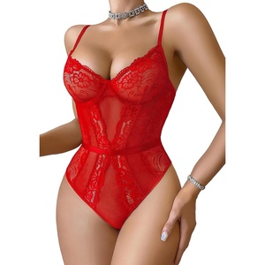 Avidlove Women Lingerie Bodysuit Lace Teddy Snap Crotch One Piece Underwire Babydoll(Red)