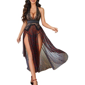 Avidlove Women Lingerie Deep V Neck Nightwear One Piece Sexy Nightgowns Mosaic Lace Mesh Dress(Cute Heart)