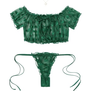 Avidlove Women’s Daisy Lingerie Bra Panty Set 2 Pieces Lingerie Set Sexy Babydoll Lingerie(Green Heart)