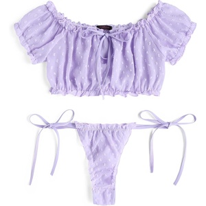 Avidlove Women’s Daisy Lingerie Bra Panty Set 2 Pieces Lingerie Set Sexy Babydoll Lingerie(Lavender)