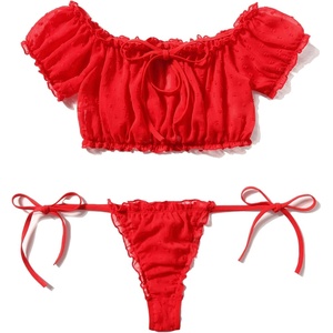 Avidlove Women’s Daisy Lingerie Bra Panty Set 2 Pieces Lingerie Set Sexy Babydoll Lingerie(Red)