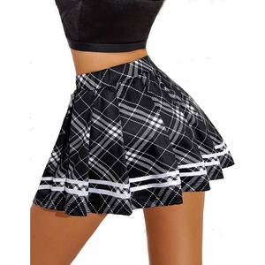 Avidlove Womens Pleated Skirt School Uniform Skirt Mini Skirt Pleated Cheer Skirt(Black White Plaid)