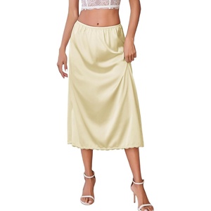 Avidlove Women’s Satin Half Slip 36″ Lace Long Underskirt S-XXL(Beige)