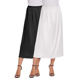 Avidlove Women’s Satin Half Slip 36″ Lace Long Underskirt S-XXL(Black/White)