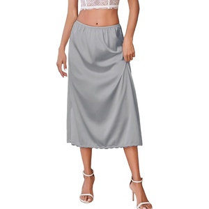 Avidlove Women’s Satin Half Slip 36″ Lace Long Underskirt S-XXL(Light Gray)