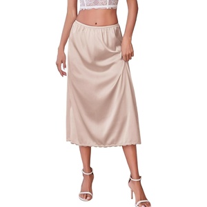 Avidlove Women’s Satin Half Slip 36″ Lace Long Underskirt S-XXL(Light Khaki)