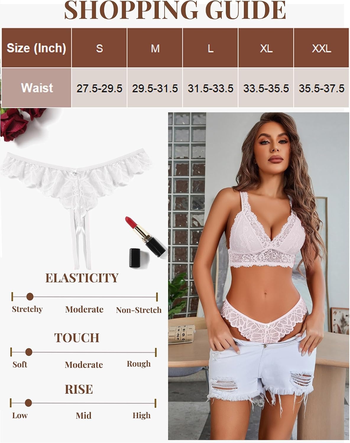 image:imageAvidlove Lace Panties Womens Sexy Bikini Underwear Criss Corss Thong Briefs VShape Cheeky Hipster SXXL1blackWhite