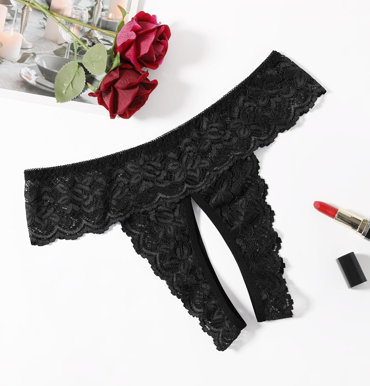 image:imageAvidlove Sexy Panties for Women Tanga Underwear Lace Panties Hollow Out GString ThongBlack