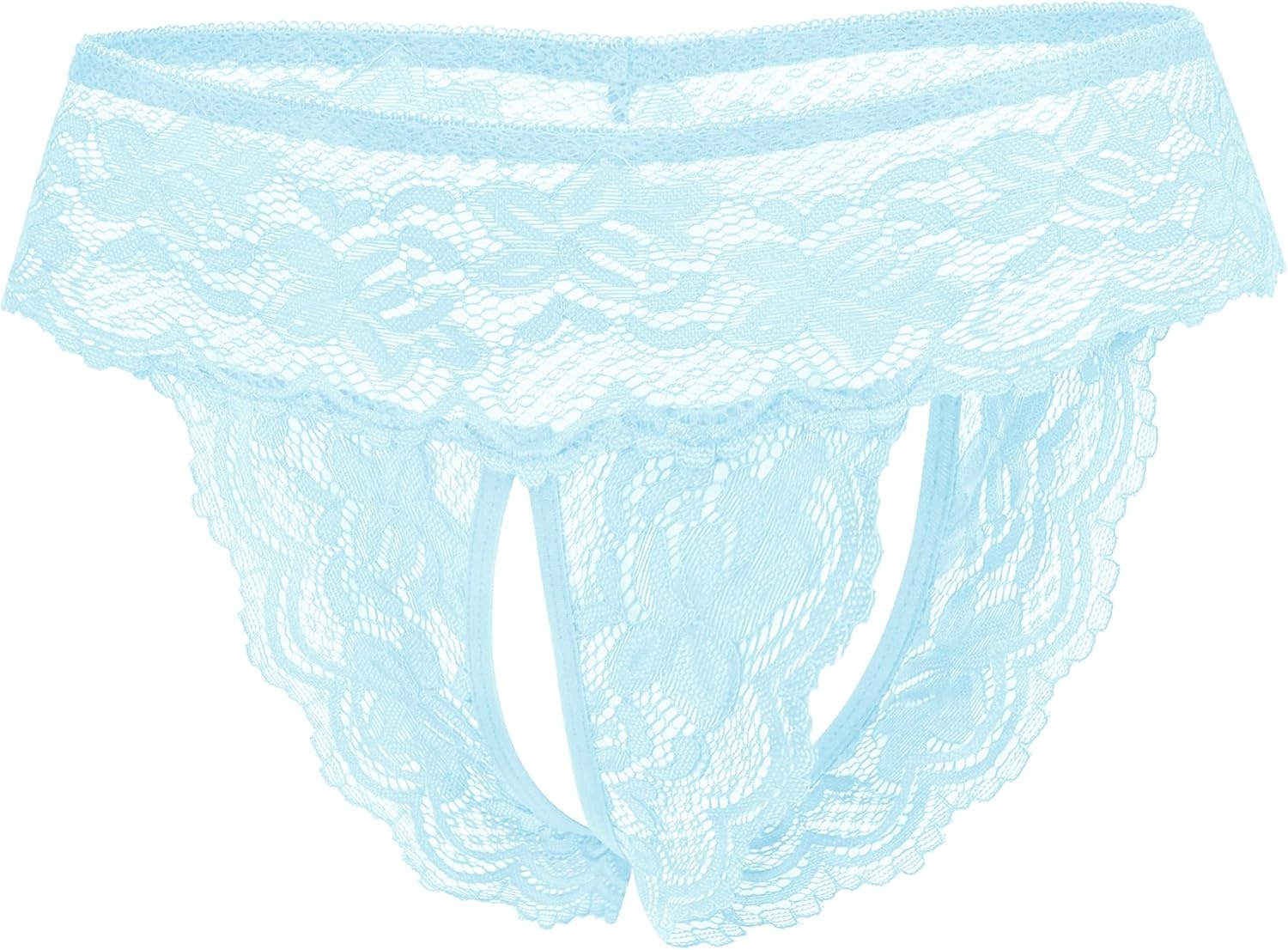 image:imageAvidlove Sexy Panties for Women Tanga Underwear Lace Panties Hollow Out GString ThongLight Blue