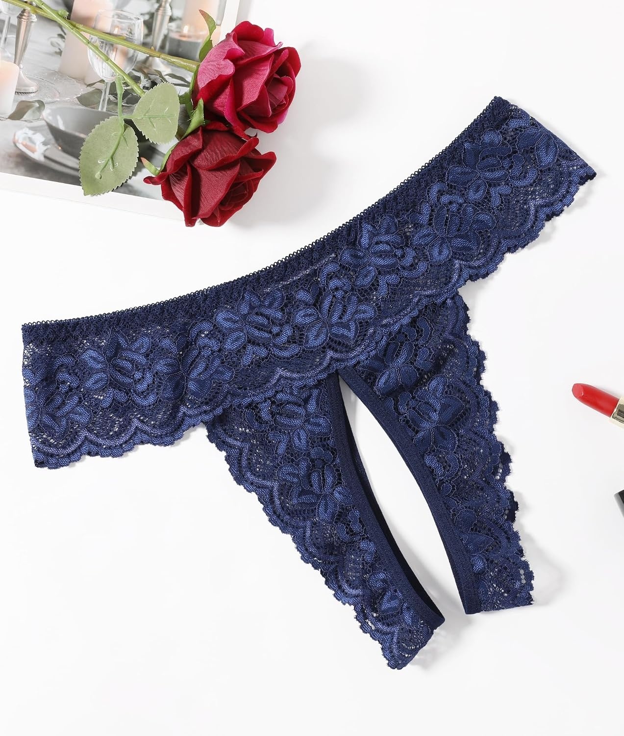 image:imageAvidlove Sexy Panties for Women Tanga Underwear Lace Panties Hollow Out GString ThongNavy Blue