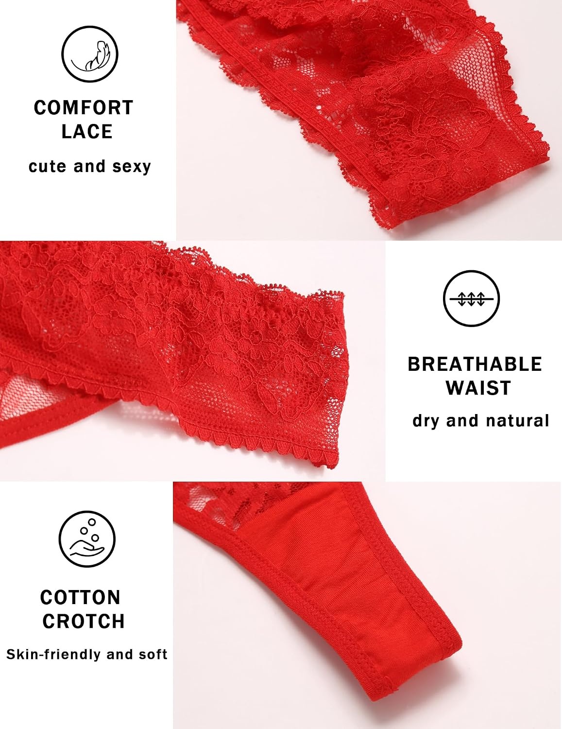 image:imageAvidlove Thongs for Women Lace Sexy Panties Low Waist Brazilian Underwear Sexy lace lingerie pantiesTback thongslow rise bikini underwearbreathable for dating or daliy wearBlackwhitered