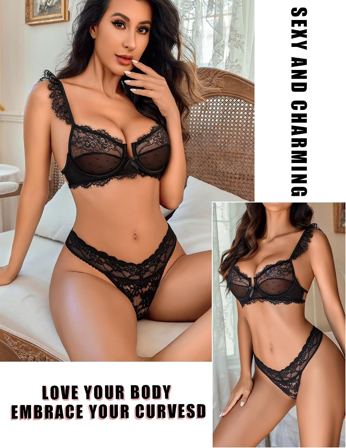 image:imageAvidlove Thongs for Women Lace Sexy Panties Low Waist Brazilian Underwear Sexy lace lingerie pantiesTback thongslow rise bikini underwearbreathable for dating or daliy wearBlack