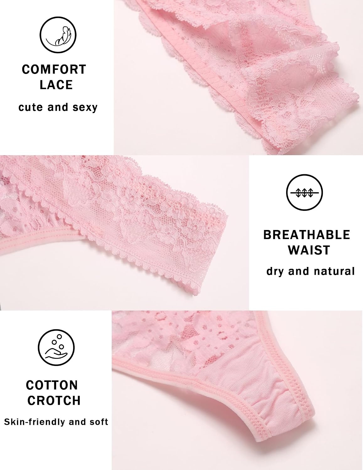 image:imageAvidlove Thongs for Women Lace Sexy Panties Low Waist Brazilian Underwear Sexy lace lingerie pantiesTback thongslow rise bikini underwearbreathable for dating or daliy wearBlackwhitepinklilac
