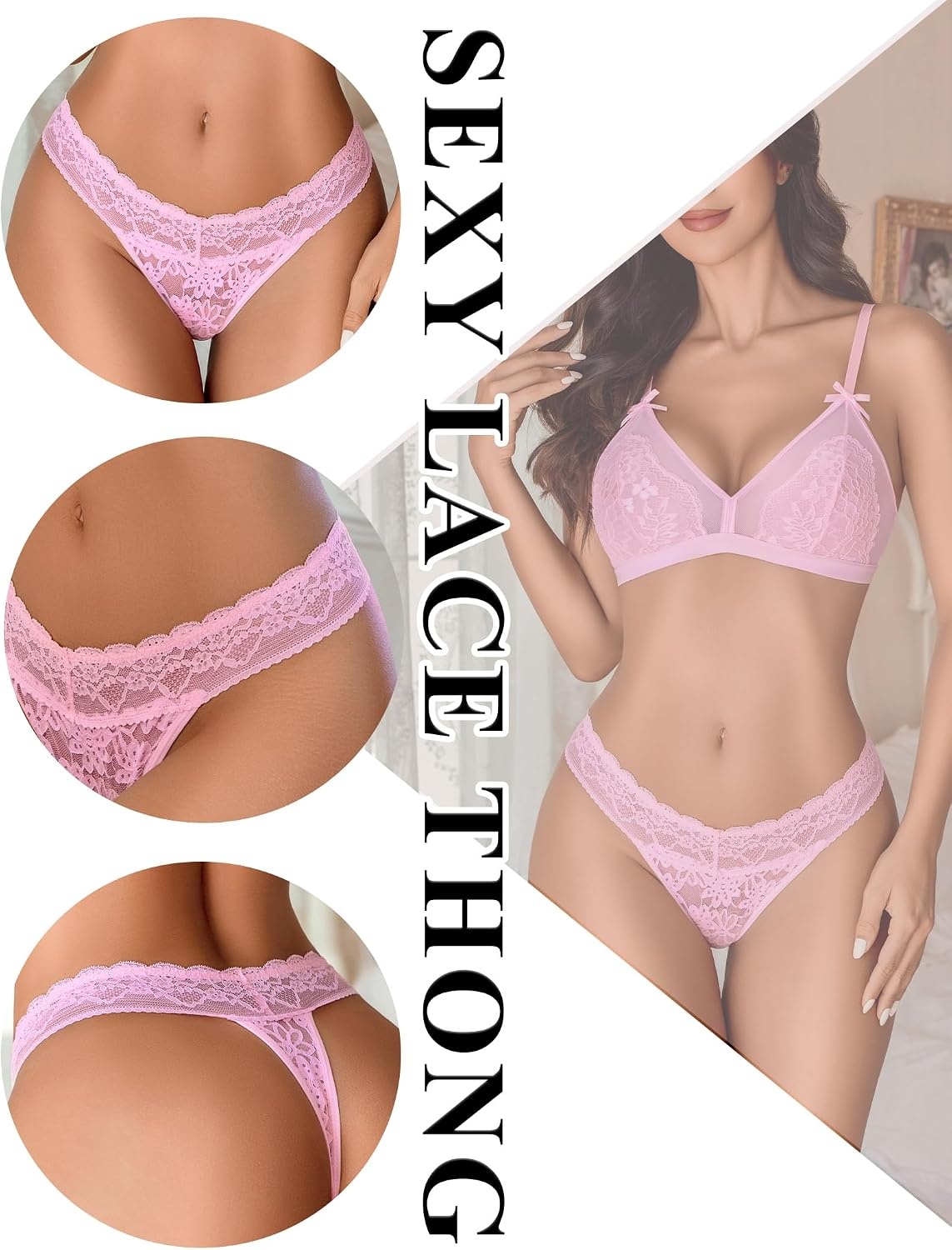 image:imageAvidlove Thongs for Women Lace Sexy Panties Low Waist Brazilian Underwear Sexy lace lingerie pantiesTback thongslow rise bikini underwearbreathable for dating or daliy wearBlackwhitepinklilac