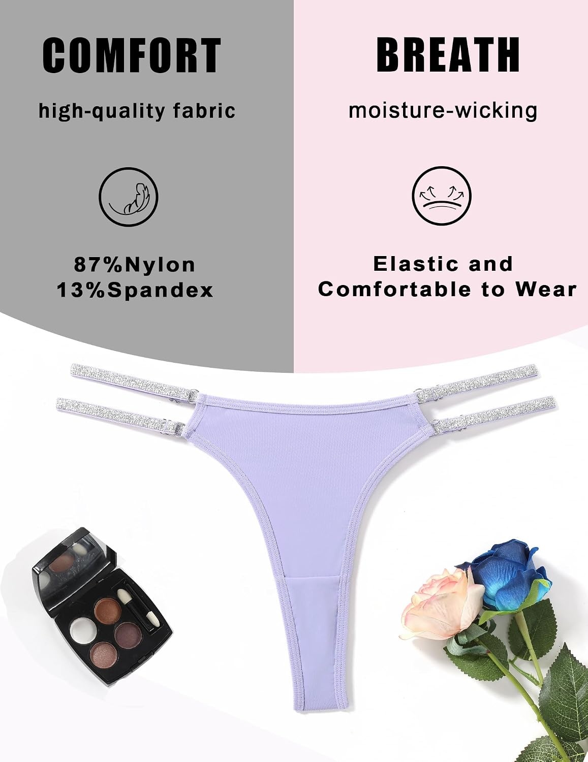 image:imageAvidlove Thongs for Women Sexy Low Waist Underwear Brazilian Tanga PantiesLilac