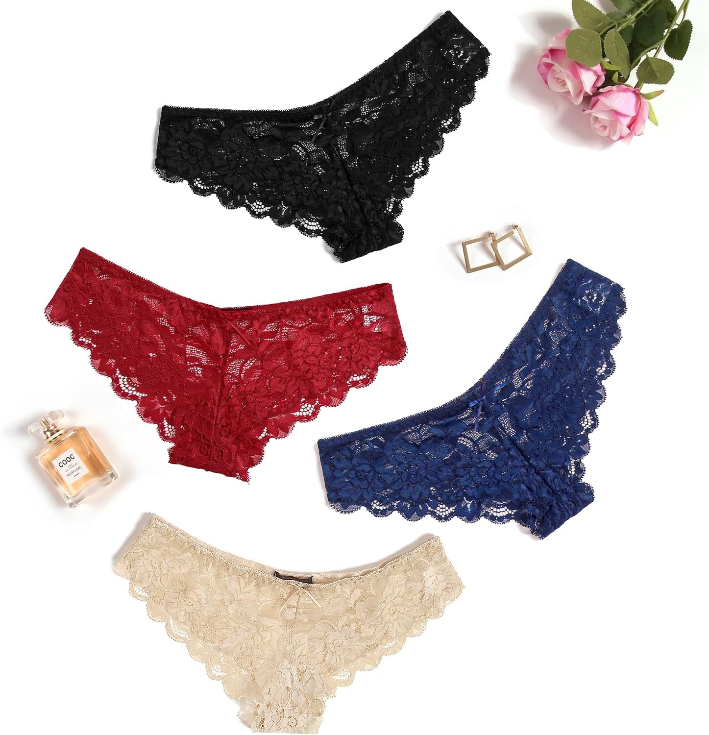 image:imageAvidlove Women Floral Lace Panties Sexy Hipster Underwear Cheeky Bikini Panties VShape Waistband Tangas6 Pcs1