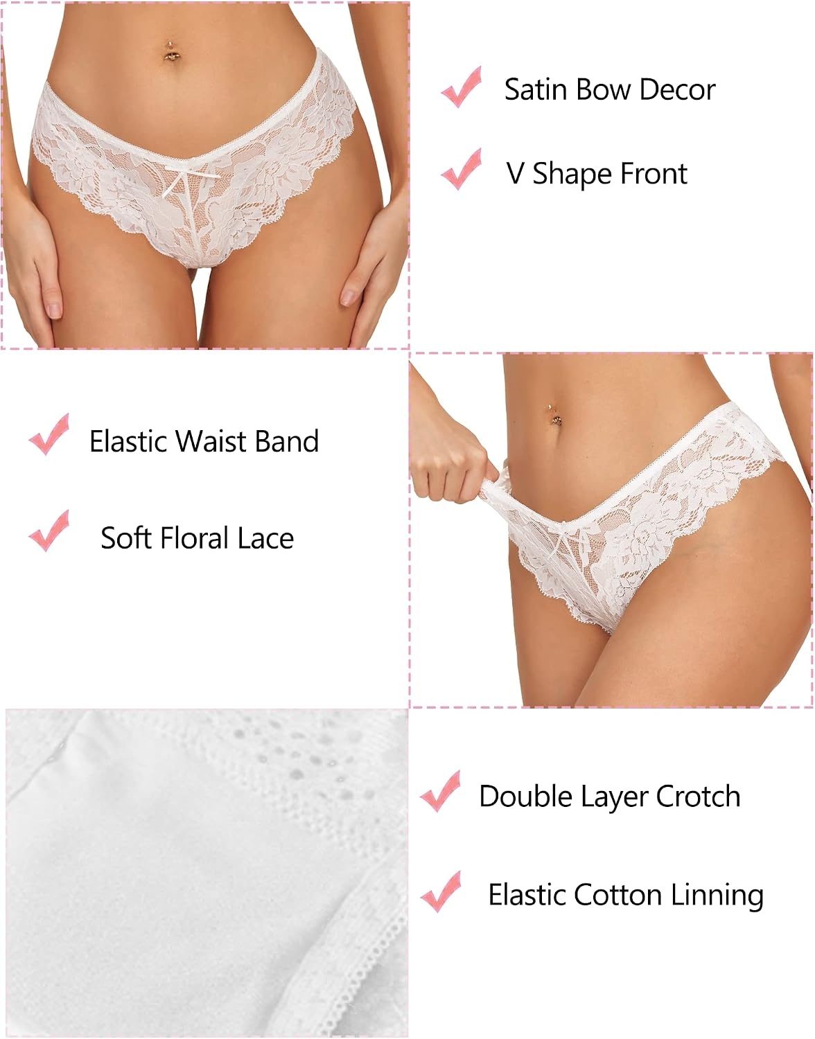 image:imageAvidlove Women Floral Lace Panties Sexy Hipster Underwear Cheeky Bikini Panties VShape Waistband Tangas6 Pcs1