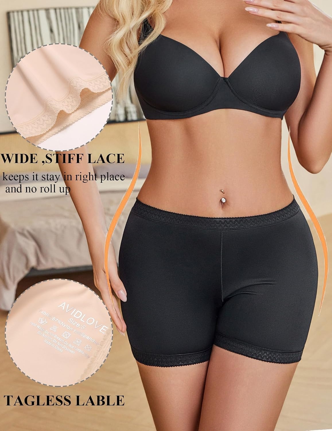 image:imageAvidlove Womens Slip Shorts for Under Dresses Seamless Under Shorts Smooth Shaping Boyshorts Panties Anti Chafing UnderwearBlackwhite