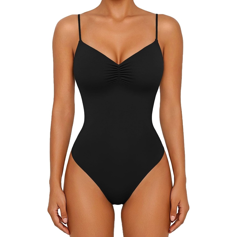 image:imageAvidlove Body Suits for Womens Sexy Ruched V Neck Bodysuits Backless Going Out Tank Tops Club Concert Summer OutfitsBlack