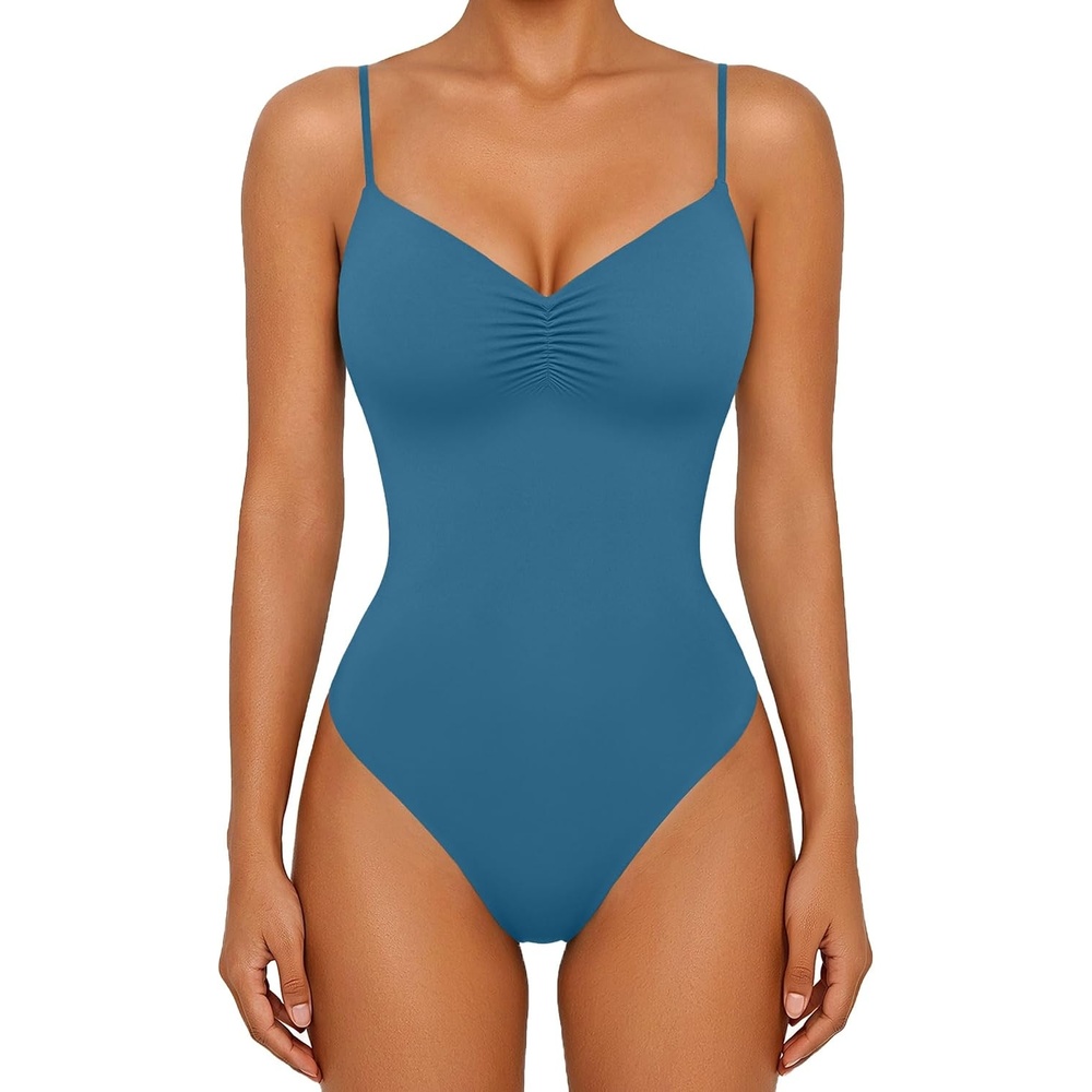 image:imageAvidlove Body Suits for Womens Sexy Ruched V Neck Bodysuits Backless Going Out Tank Tops Club Concert Summer OutfitsDark Blue