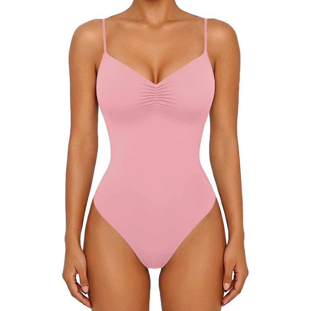 image:imageAvidlove Body Suits for Womens Sexy Ruched V Neck Bodysuits Backless Going Out Tank Tops Club Concert Summer OutfitsLight Pink