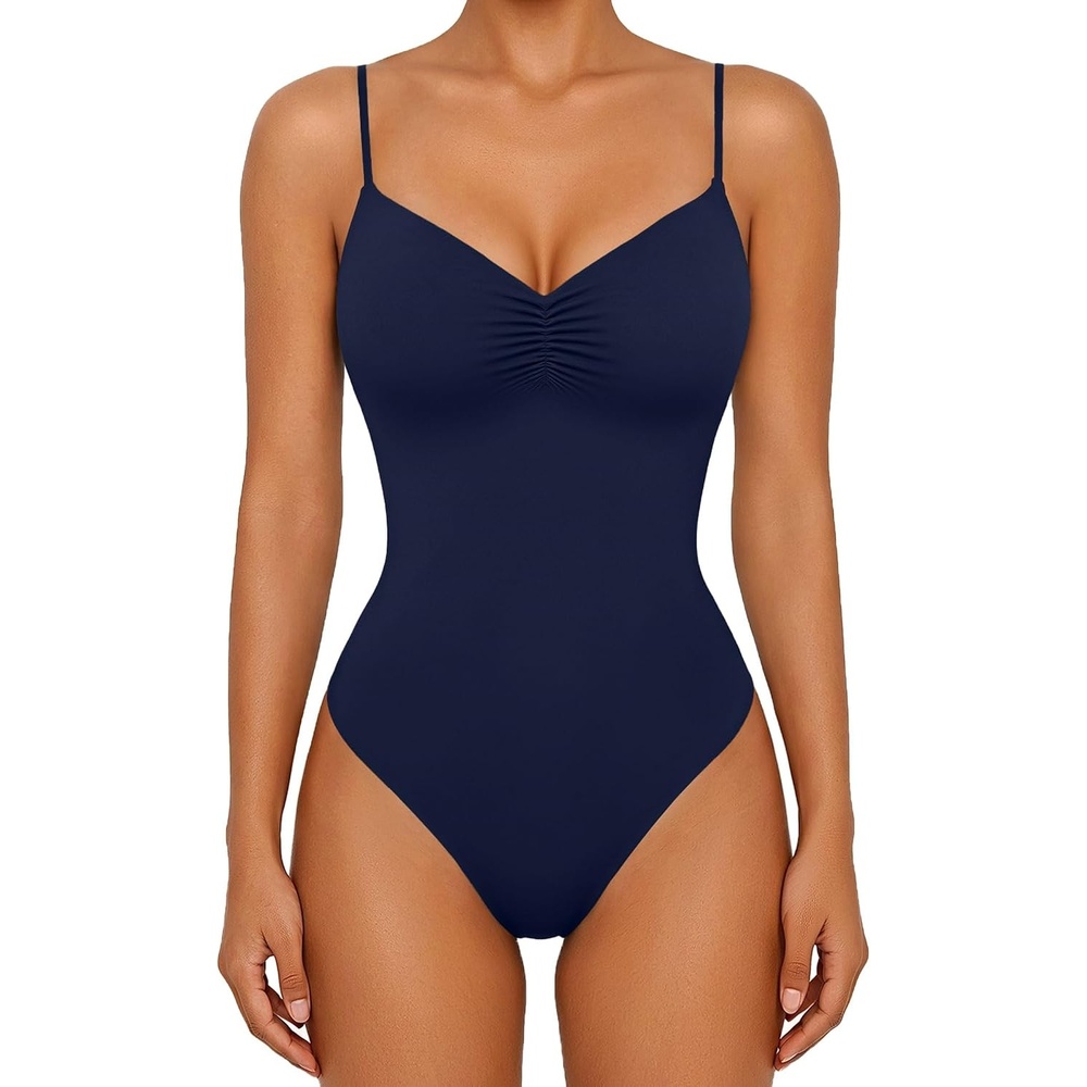 image:imageAvidlove Body Suits for Womens Sexy Ruched V Neck Bodysuits Backless Going Out Tank Tops Club Concert Summer OutfitsNavy Blue