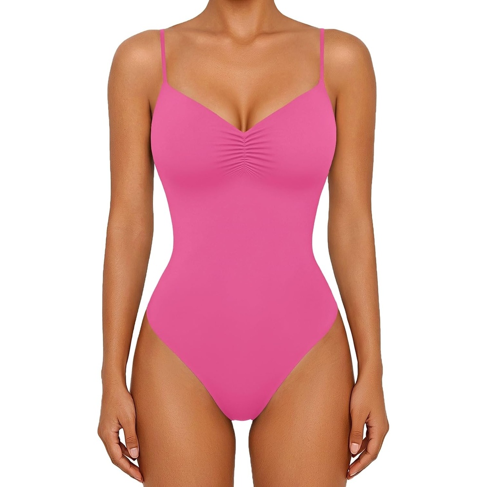 image:imageAvidlove Body Suits for Womens Sexy Ruched V Neck Bodysuits Backless Going Out Tank Tops Club Concert Summer OutfitsPink
