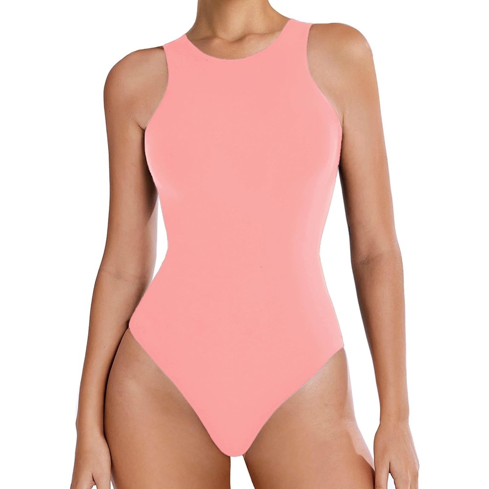 image:imageAvidlove Bodysuits for Women Crew Neck Sleeveless Body Suits Snap Closure Double Lined Tank Tops BodysuitLight Pink