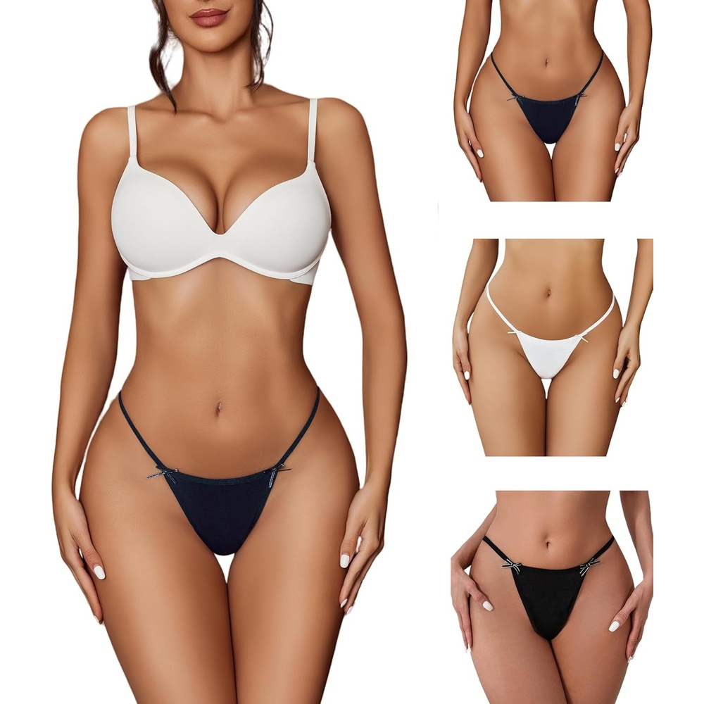 image:imageAvidlove G String Thongs for Women Cheeky Breathable Underwear Sexy No Show Panties 3 PackNavy Bluewhiteblack