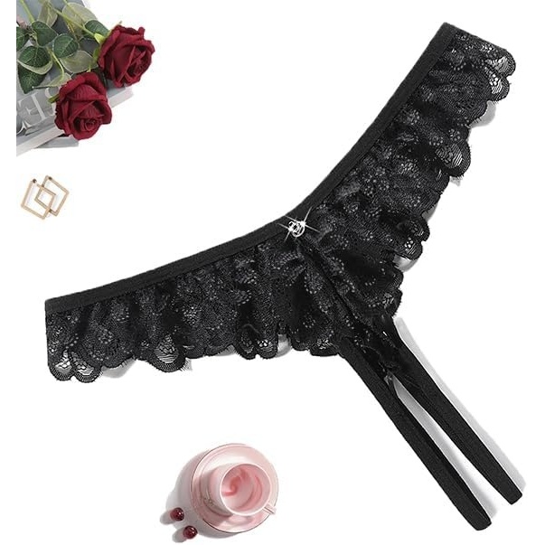 image:imageAvidlove Lace Panties Womens Sexy Bikini Underwear Criss Corss Thong Briefs VShape Cheeky Hipster SXXL1black