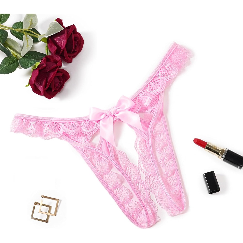 image:imageAvidlove Lace Panties for Women Low Rise Underwear Briefs Floral Lace Thong Panties with Bow 14 PackPink
