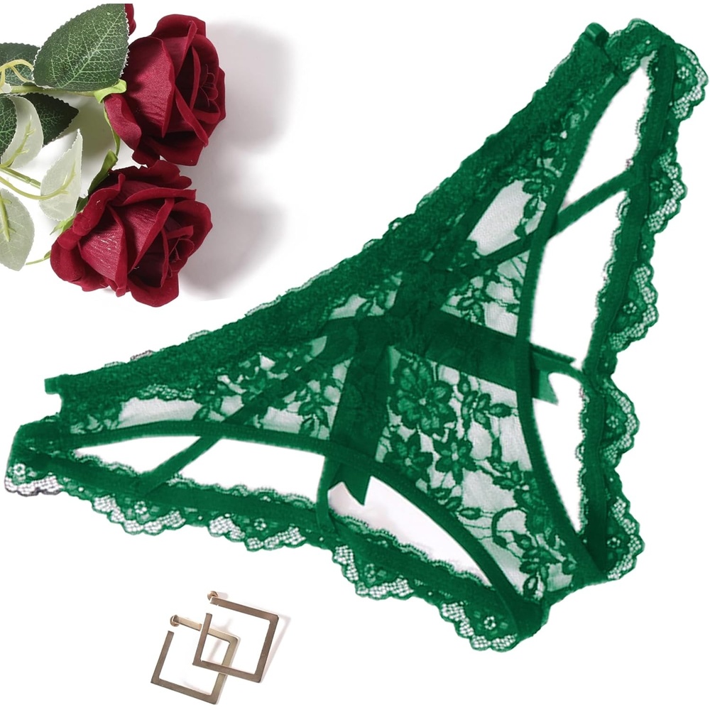 image:imageAvidlove Lace Panties for Women Sexy Cheeky Underwear with Cute Bow Back Hollow Out Low Rise PantyGreen