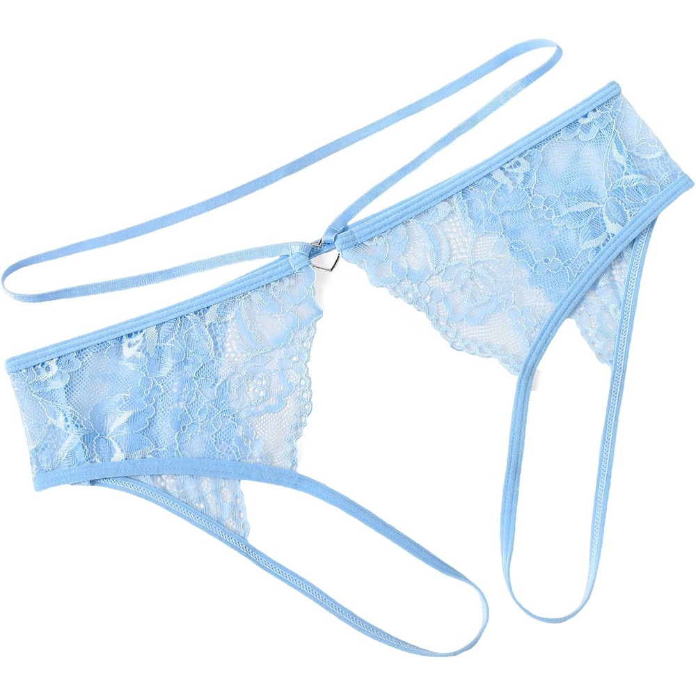 image:imageAvidlove Lace Thongs for Women Strap Cheeky Underwear Floral Lace Panties Hollow Out GStringLight Blue