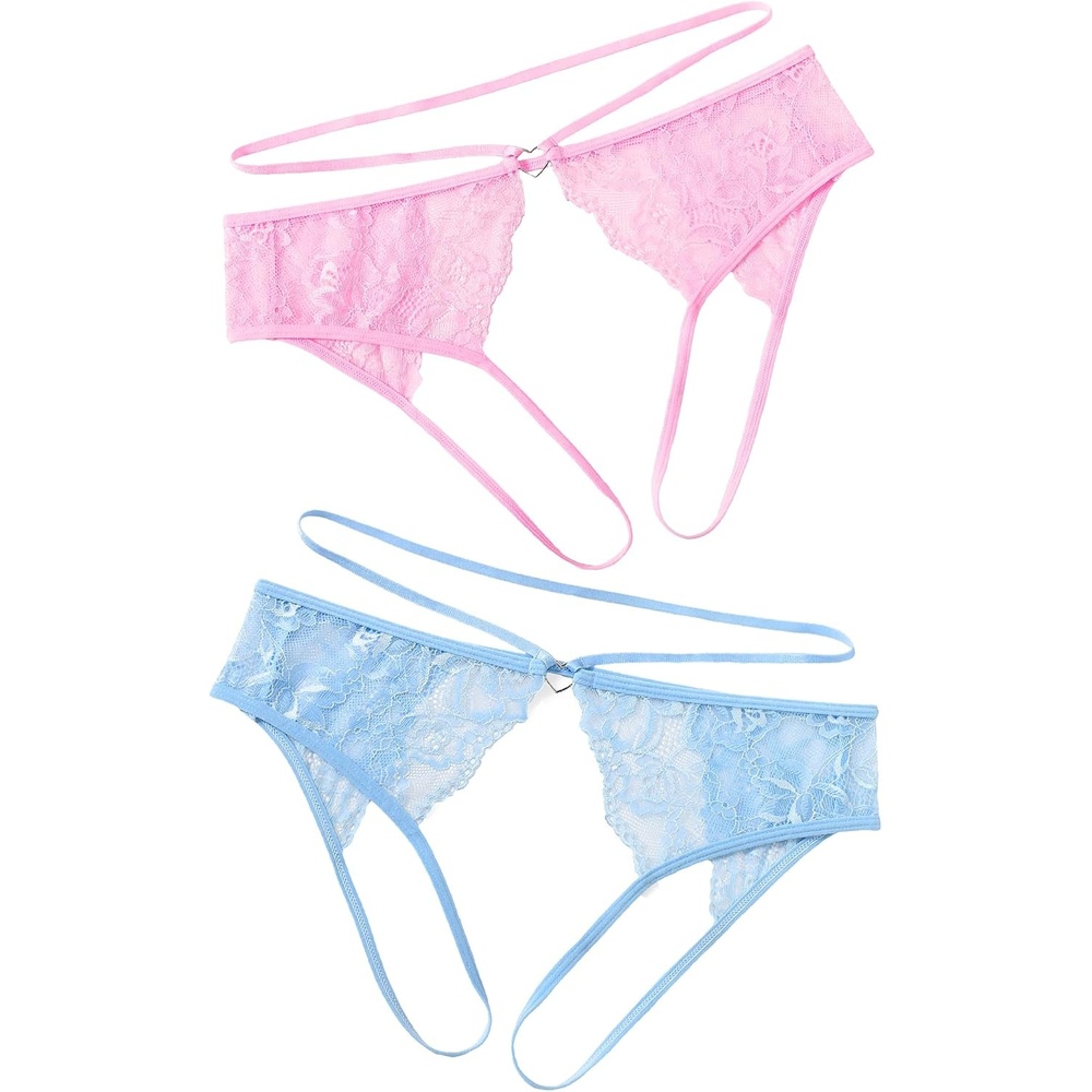 image:imageAvidlove Lace Thongs for Women Strap Cheeky Underwear Floral Lace Panties Hollow Out GStringPinkLight Blue