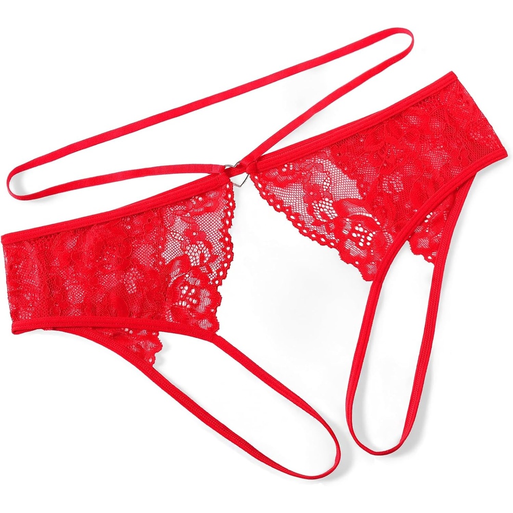 image:imageAvidlove Lace Thongs for Women Strap Cheeky Underwear Floral Lace Panties Hollow Out GStringRed