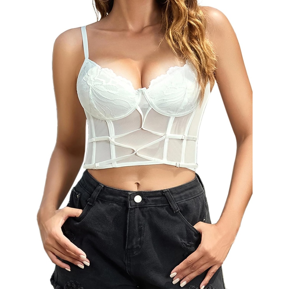 image:imageAvidlove Lingerie Set for Women Sexy Lace Bra and Panty Set 2 Piece Lace BabydollWhite