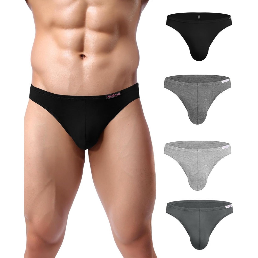 image:imageAvidlove Mens Bikini Underwear Low Rise Briefs Microfiber Underpants 4 PackBlackGrey3