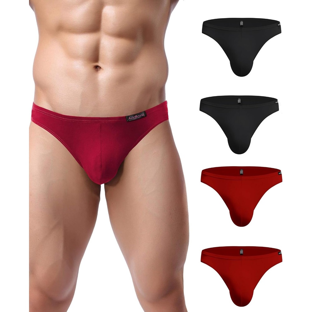 image:imageAvidlove Mens Bikini Underwear Low Rise Briefs Microfiber Underpants 4 PackBlackRed
