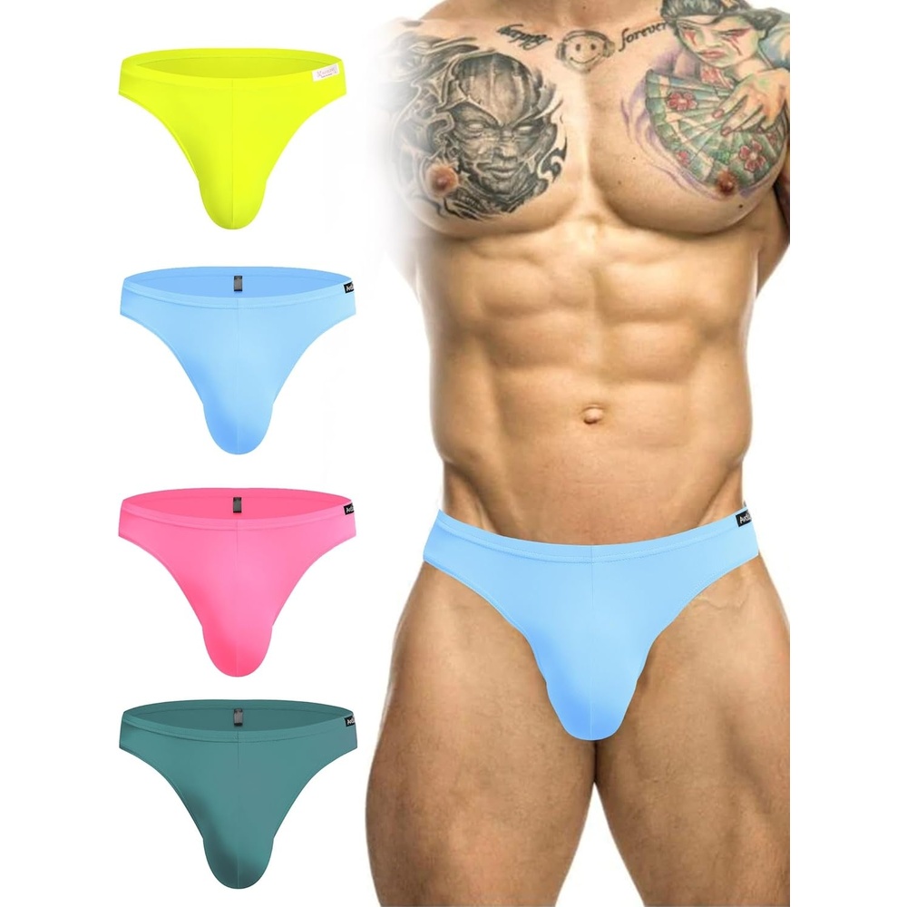 image:imageAvidlove Mens Bikini Underwear Low Rise Briefs Microfiber Underpants 4 PackBlueGreenPinkYellow