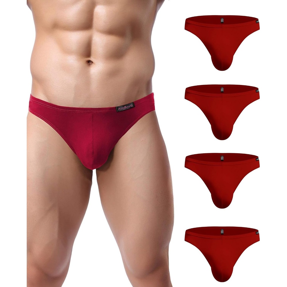 image:imageAvidlove Mens Bikini Underwear Low Rise Briefs Microfiber Underpants 4 PackRed