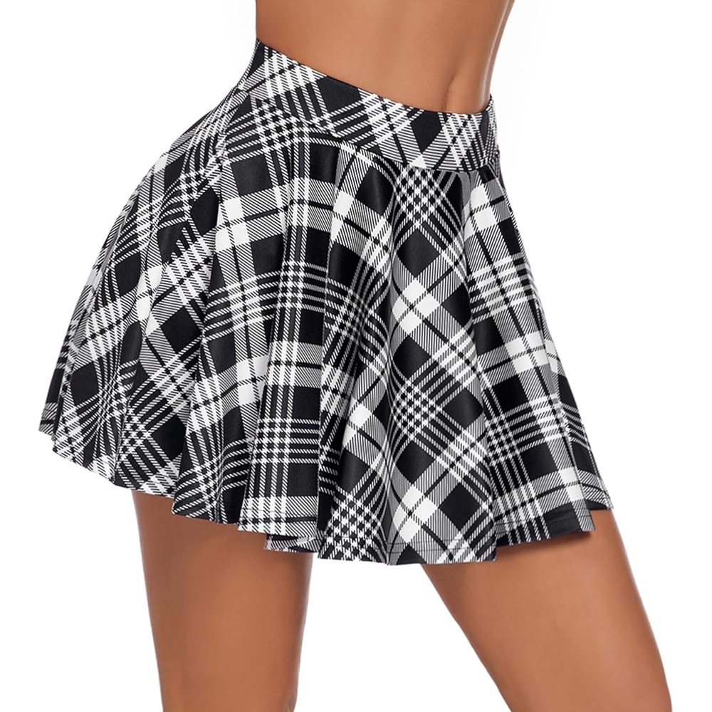 image:imageAvidlove Mini Skirts for Women Casual Y2K Pleated Skirt Ruffle Rave Outfits  plaid naughty school girl skirt flowy short skirt high waist lingerie skirt sexy schoolgirl costume roleplay lingerie1white