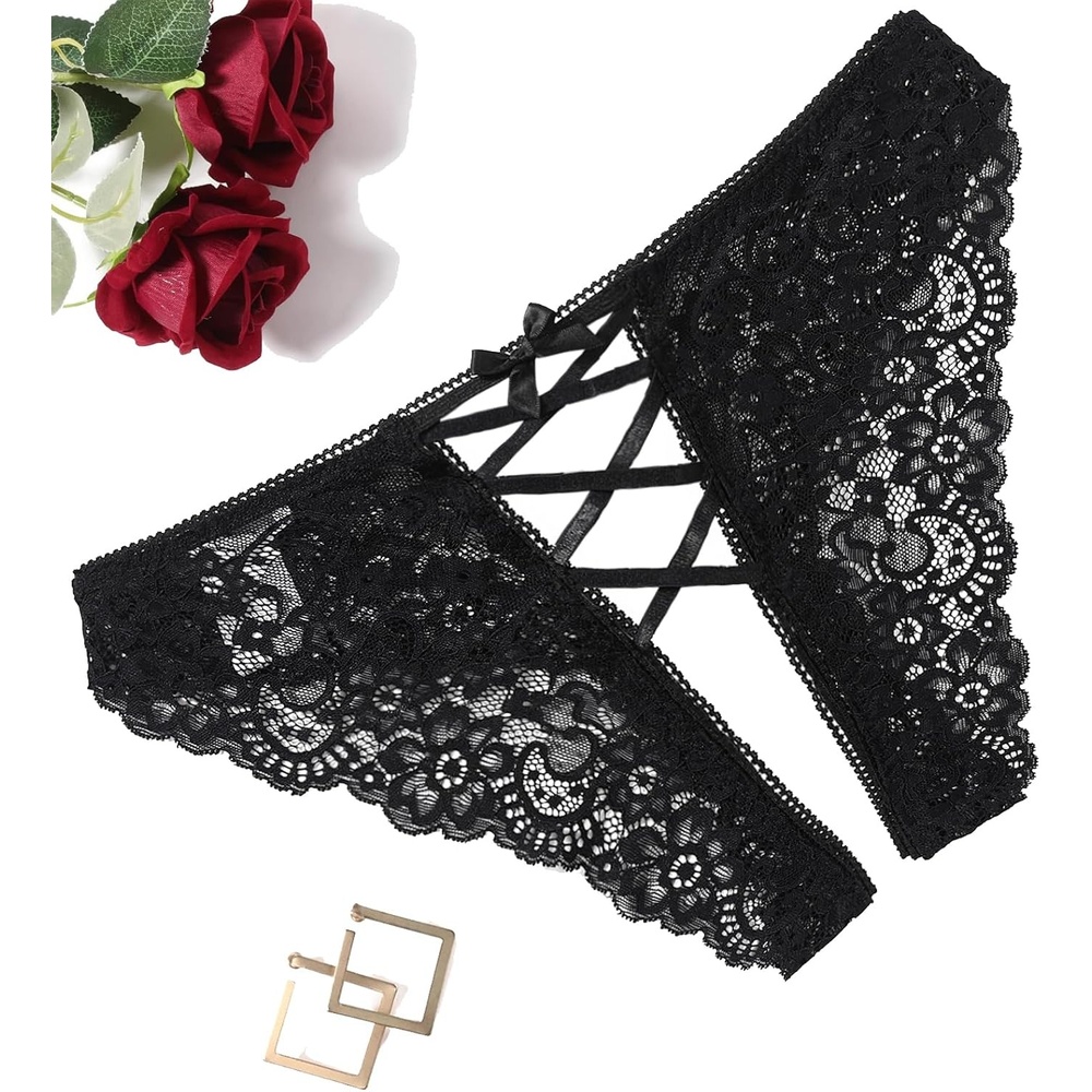 image:imageAvidlove Panties for Women Sexy Cheeky Underwear Criss Cross Lace Hipster PantyBlack