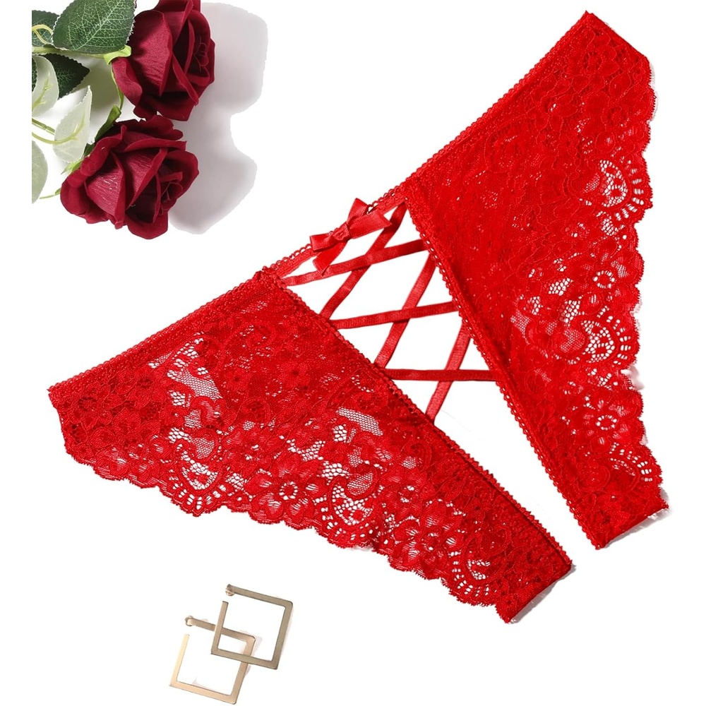 image:imageAvidlove Panties for Women Sexy Cheeky Underwear Criss Cross Lace Hipster PantyRed