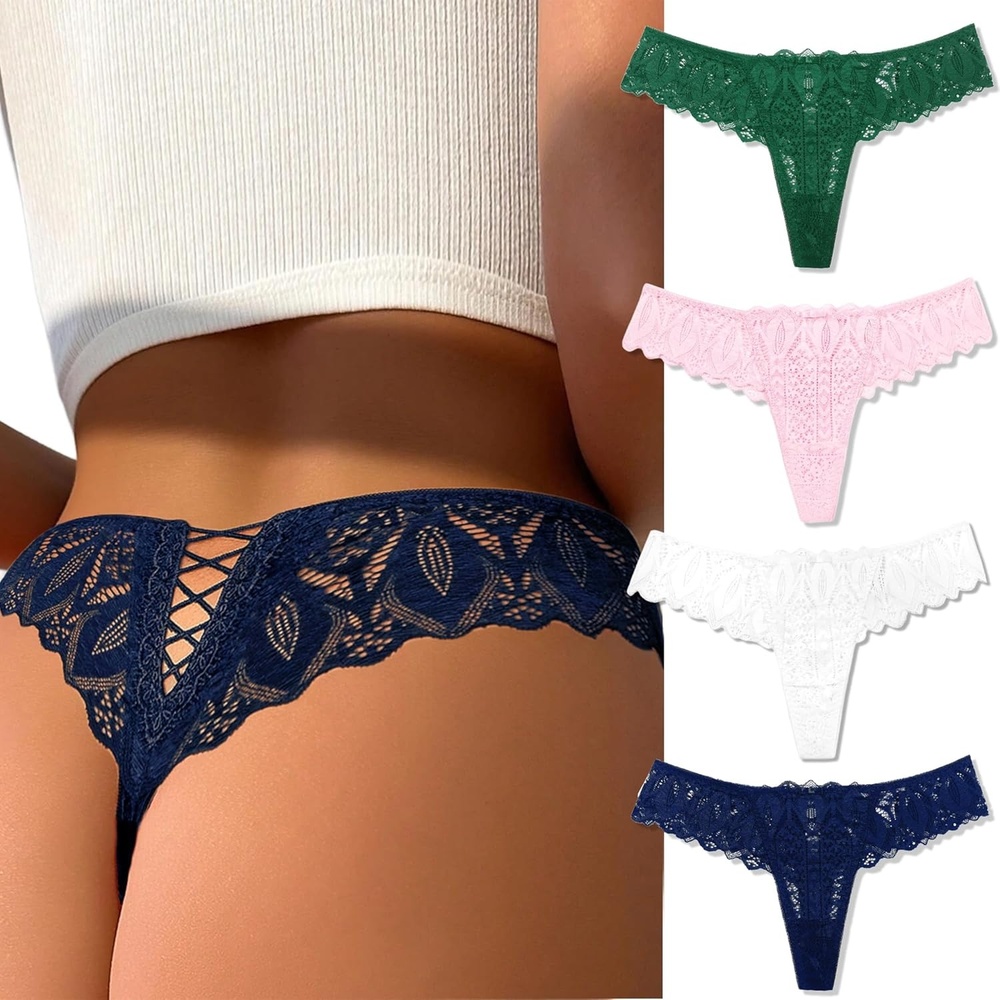 image:imageAvidlove Panties for Women Sexy Lace Thongs Low Waist Stretch Underwear  Sexy lace lingerie pantieslow risecriss cross backskinfriendly cotton crotchcomfortable for daily wearNavy Bluewhitegreenpink