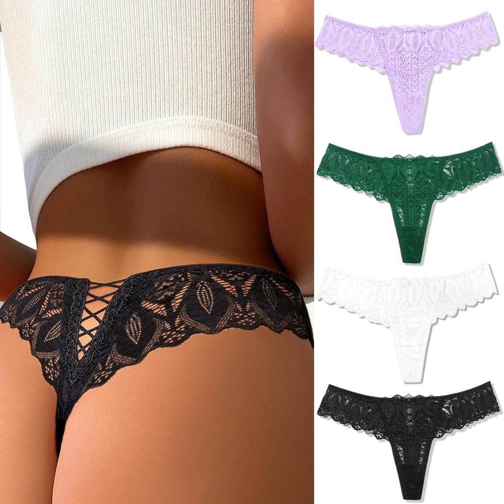 image:imageAvidlove Panties for Women Sexy Lace Thongs Low Waist Stretch Underwear  Sexy lace lingerie pantieslow risecriss cross backskinfriendly cotton crotchcomfortable for daily wearBlackwhitegreenlight Purple
