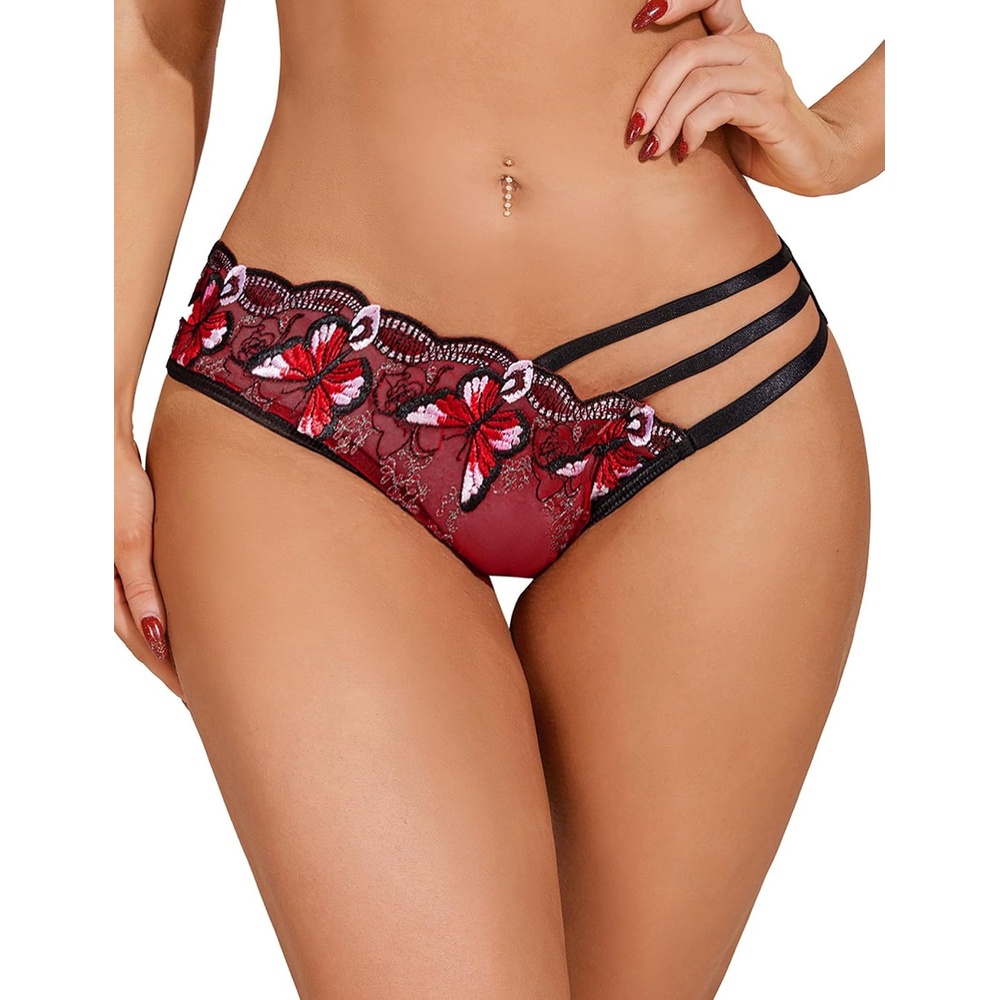 image:imageAvidlove Sexy Panties for Women Butterfly Embroidered Underwear Mesh Panties PackRed1 Pack