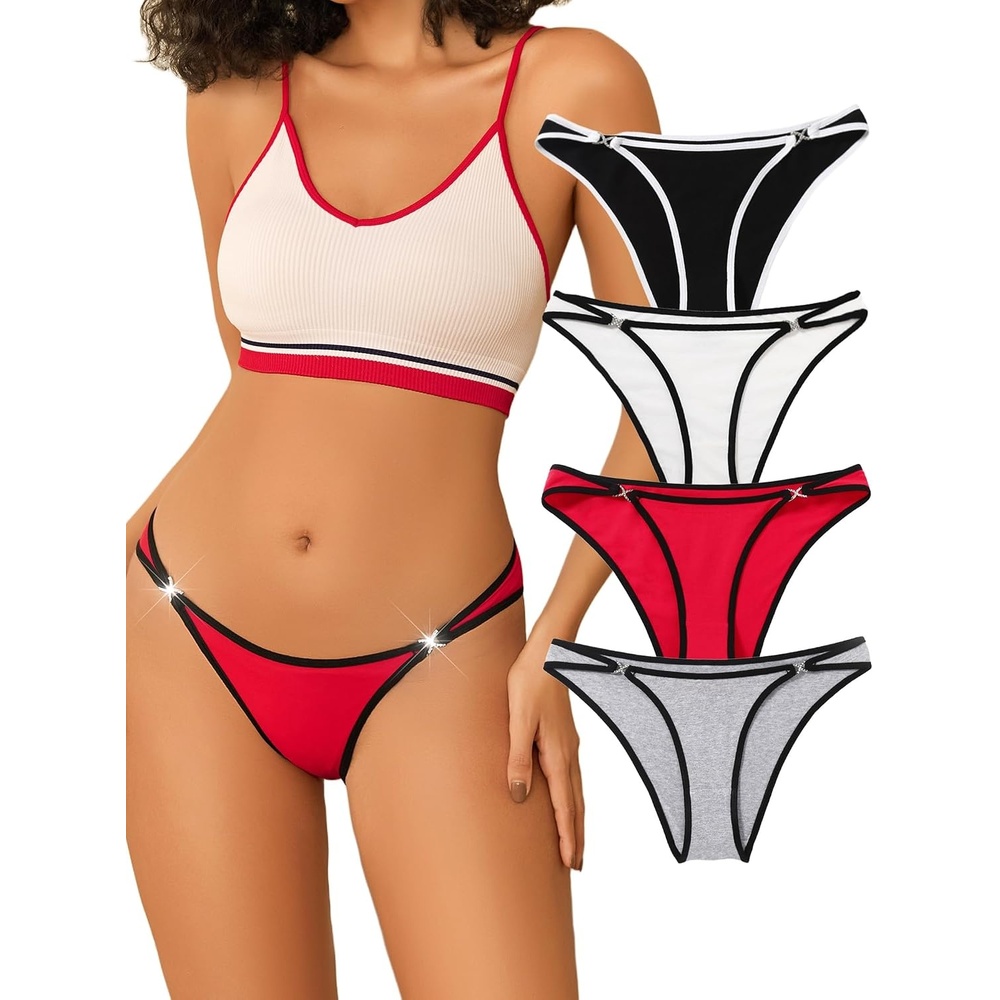 image:imageAvidlove Sexy Panties for Women Cotton Cheeky Underwear String Bikini Panty Thong High Cut Hipster Pack SXXL
