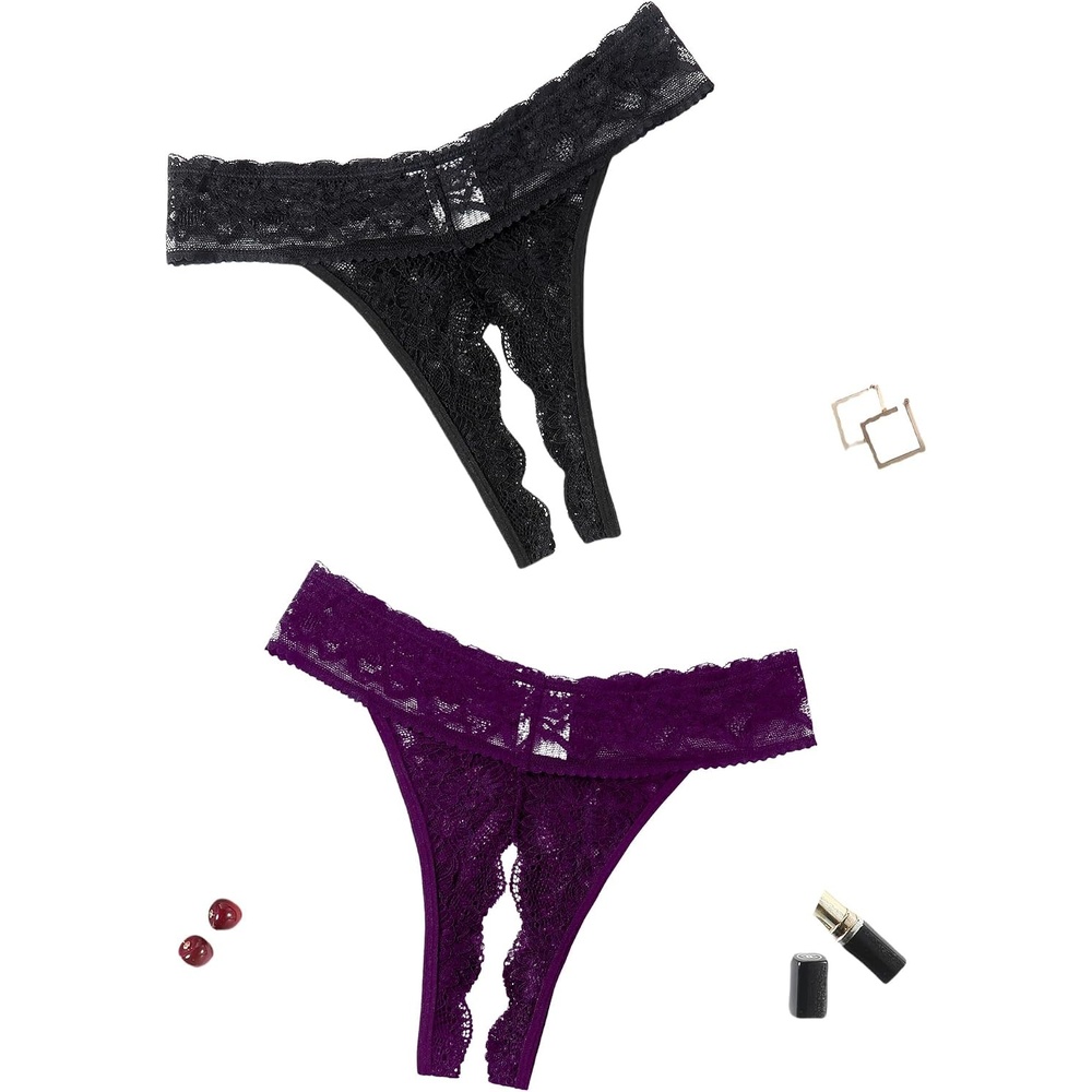 image:imageAvidlove Sexy Panties for Women Lace Cheeky Underwear Low Rise T Back Hipster Thong 13 PackBlackpurple