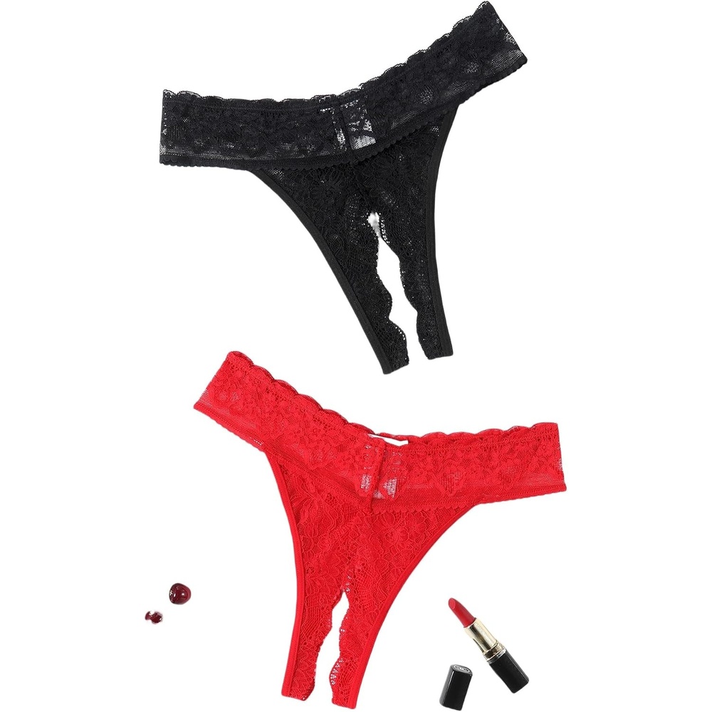 image:imageAvidlove Sexy Panties for Women Lace Cheeky Underwear Low Rise T Back Hipster Thong 13 PackBlackred
